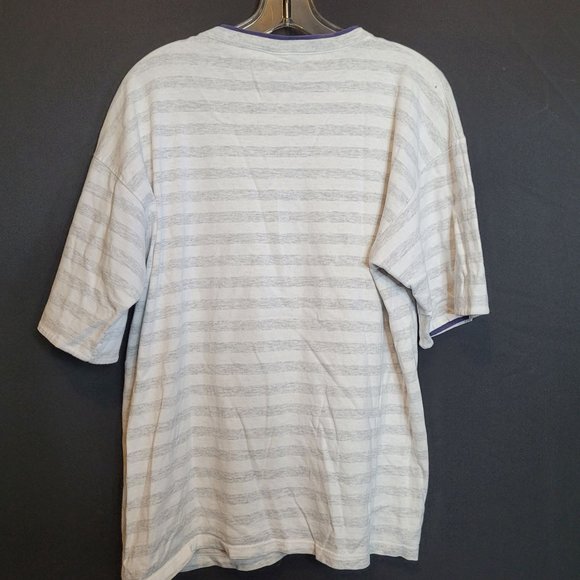 Vintage Patriotic Bear Made In The USA Shirt Light Gray Stripes Size L Gopher - Picture 8 of 8